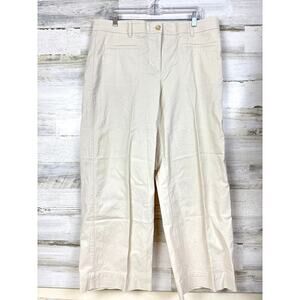 Talbots Womens 14 Cream Cotton Wide Leg Casual Chino Ankle Pants NEW
